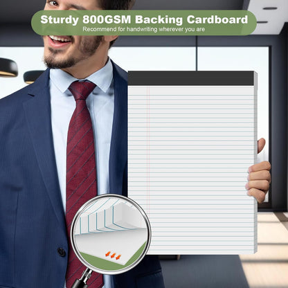 Legal Pads 8.5 x 11.75 Inch Notepad, 12 Pack White Legal Pads 8.5 x 11.75 College Ruled Notepads, Micro Perforated Desk Notepad with Study Backboard, White Notepads for School College Office Business