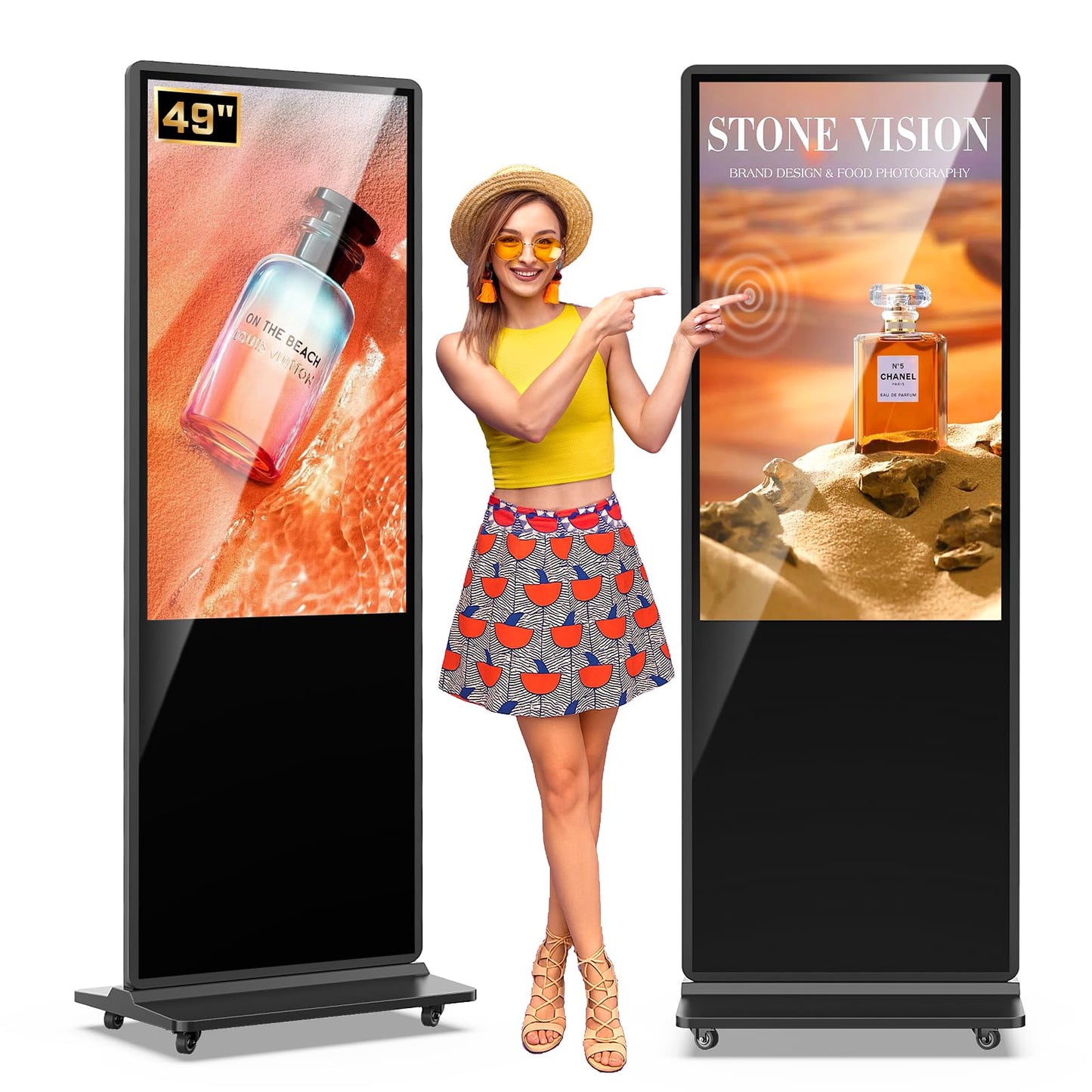 QIXZOCV MWE 49 Inch Indoor Digital Signage Touchscreen Kiosk Floor Standing Advertising Display LCD Totem Interactive Display Poster Android System with Auto Media Player