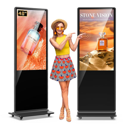 QIXZOCV MWE 49 Inch Indoor Digital Signage Touchscreen Kiosk Floor Standing Advertising Display LCD Totem Interactive Display Poster Android System with Auto Media Player
