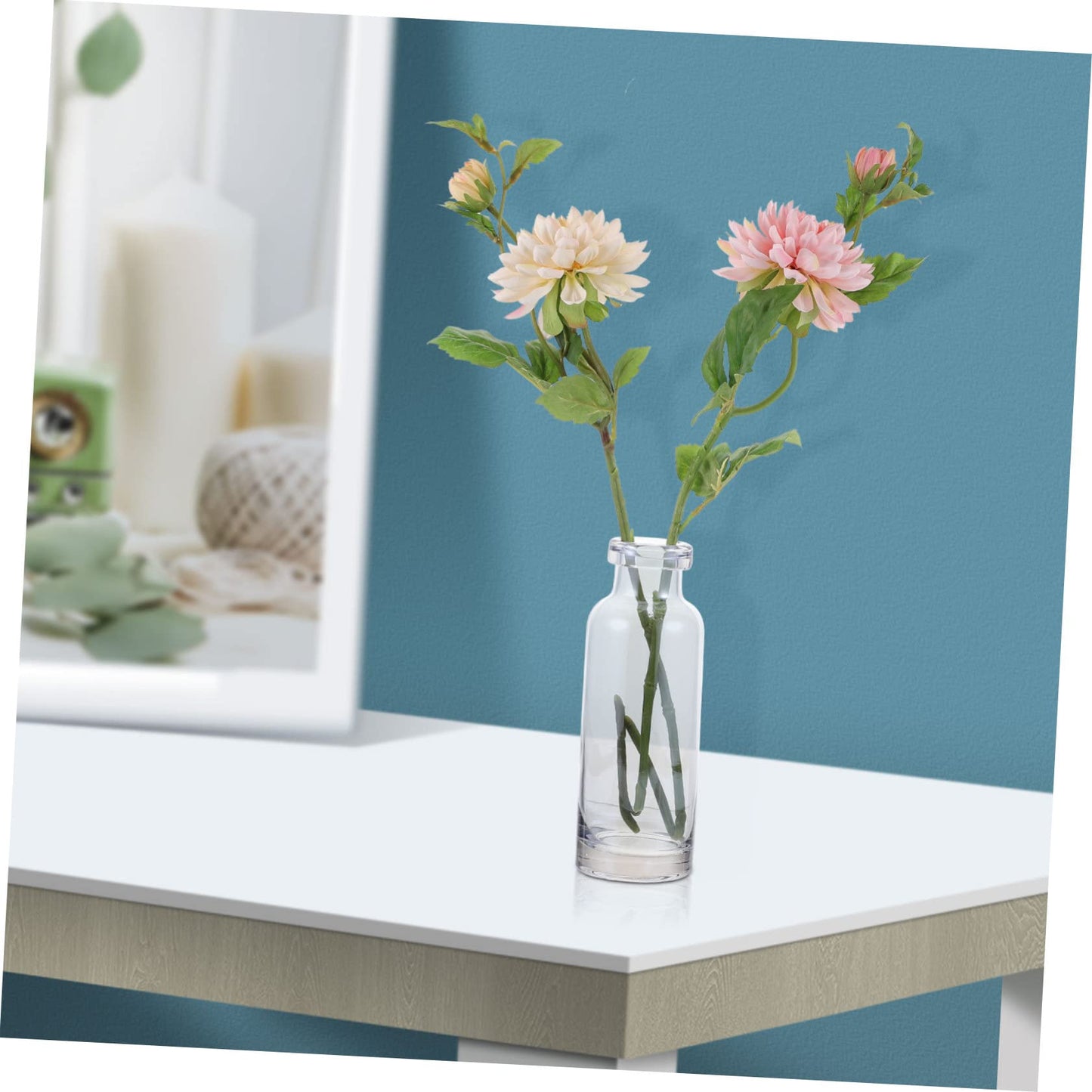 Healifty Glass Hydroponics Vase for Desktop Planter Simple Transparent Terrarium for Home Decoration Small Mouth Glass Vase for Office and Indoor Plants