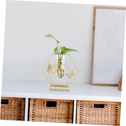 Zerodeko Hydroponic Plant Vase Hexagonal Glass Terrarium with Lightweight Floral Holder for Wedding Centerpieces Home Office Desktop Decoration
