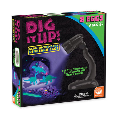 MindWare Dig It Up Glow in the Dark Dinosaurs – STEM Dig Kit for Kids, Includes 8 Dinosaur Excavation Projects that Really Glow, Ages 4+