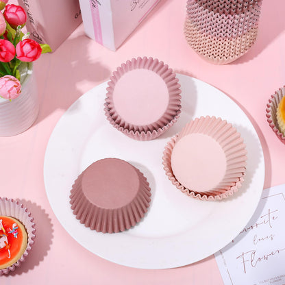 Whaline 600Pcs Dusty Pink Cupcake Liners Gradient Pink Color Baking Cups Holders Rose Cupcake Wrappers Muffin Liners for Bridal Baby Shower Wedding Birthday Party Supplies