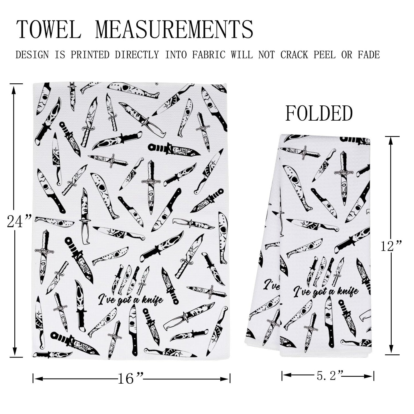 MBMSO Chef Knife Towel I've Got a Knife Scary Movie Gifts for Horror Fans Baking Cooking Cloth Halloween Kitchen Dish Towel (Chef Knife TW)