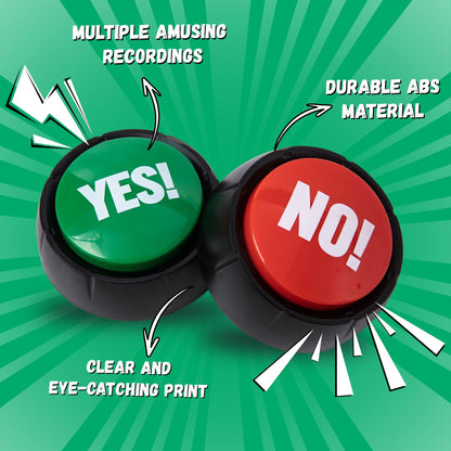 Loudmore Yes Button and No Button with Sound 2 Pack Buzzers for Trivia Games and Family Game Answer Buzzers for Classroom Parties, Games, Office Stress Relief