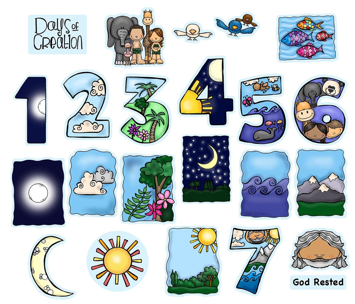 Days of Creation 23 PRECUT Felt Figure for Bible Felt/Flannel Board Stories Story Set Lesson Guide Activity Pages (Small)