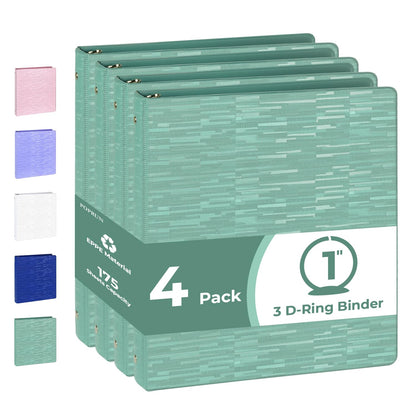 POPRUN 3 Ring Binder 1 Inch, PVC-Free, Holds 175 Sheets of 8.5 x 11 Paper, Extra Durable Organizer with 2 Pockets for School & Office, Heavy-Duty, 4 Pack, Midnight Green