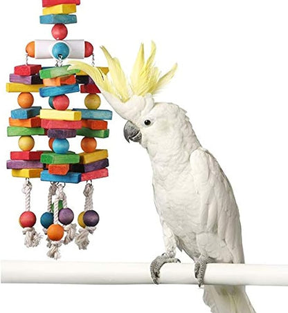 Super Bird Creations - SB478 XL 4 Way Play Bird Toy - Colorful Wooden Blocks, Ringing Bell, and Bird Swing - Perfect Chew Toys for Macaws Parrots & Amazons - Ideal for Large to Extra Large Birds