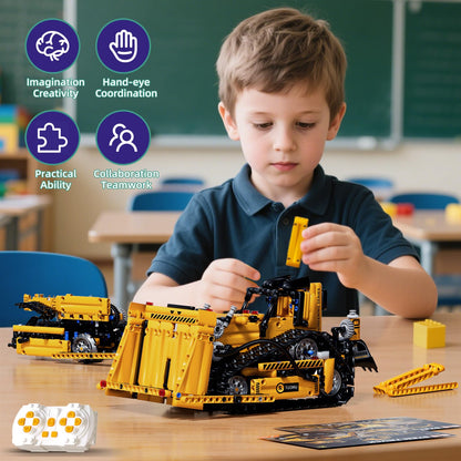 DOLIVE 5 in 1 STEM Building Block Set, App & Remote Control Construction Vehicle Kit, DIY Excavator Crane Truck Bulldozer Roller, Educational Birthday Gift for Kids 8-14 Years Old