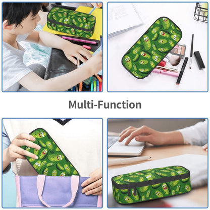 Geoocii Happy Pickle Large Capacity Pencil Case Organizer Pencil Pouch Stationery With Zipper School Supplies Pencil Bag For Girls Boys Teens Adult Office