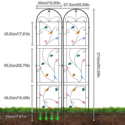 unho 2 Pack 84x19in Trellis for Climbing Plants Outdoor Iron Arch Decoration Garden Trellis with Black Metal Coating for Supporting Climbing Plants Outdoor, Roses, Vines, Flowers, and Vegetables