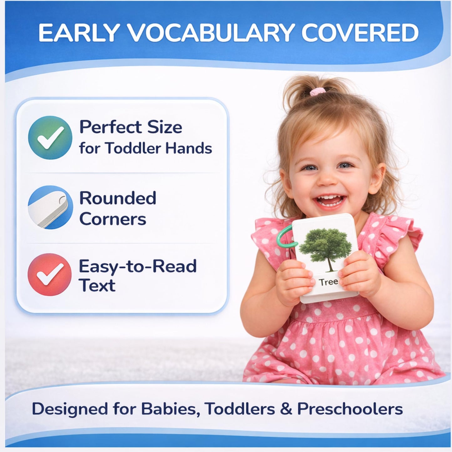 250 Thick & Sturdy Learning Flashcards for Toddlers 1-3 with Rings - Alphabet Flash Cards & Sight Words for Toddlers 2-4 yrs Included - Toddler Flash Cards Ages 2-3