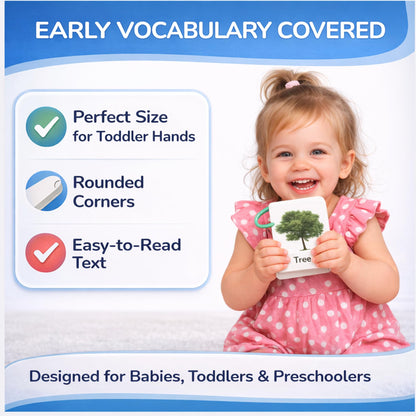 250 Flash Cards for Toddlers 1-3 with Rings, Toddler Flashcards with ABC Flash Cards Included, Improve Talking Flash Cards, Toddler Flash Cards 1-2