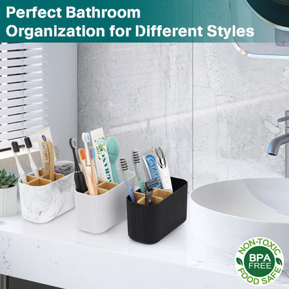 GFWARE Black Toothbrush Holder - Bamboo Toothbrush Holders for Bathrooms Electric Toothbrush Holder Organizer Kids Toothbrush Holders for Bathrooms Countertop