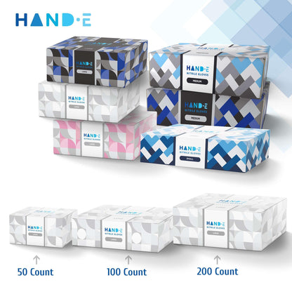 Hand-E Touch White Nitrile Disposable Gloves Medium, 100 Count - Food Prep, Salon, Hair Dye, Esthetician, Kitchen - Powder and Latex Free Rubber Gloves