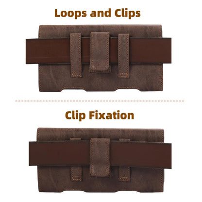 Bourisen Phone Holster Pouch Case Belt Clip Loops Faux Leather for Man for iPhone11/12/13/14/15/16/17Pro Max,14/15/16 Plus,11,17,17 Pro,Samsung S25 24 23 22 21 Plus(Brown&Yellow, L(6.9’’x3.4’’x0.8’))