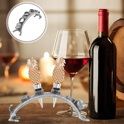 Gadpiparty Dog Design 4-Hole Wine Stoppers Stand Bottle Stopper Bouquet Alloy Wine Bottle Stopper Holder Stand Decorative Stoppers Corks Rack Wine Accessories