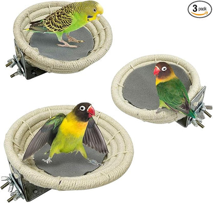 Hamiledyi 3 PCS Bird Nest for Cage Handmade Cotton Weave Hemp Rope Parrot Breeding Nest Hatching Bird Bed Parakeet Nesting Box for Budgie Cockatiel Conure Lovebird