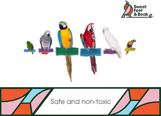 Sweet Feet and Beak Comfort Grip Safety Perch for Bird Cages - Pedicure Perch for Birds to Keep Nails and Beaks in Top Condition - Safe Easy to Install Bird Cage Accessories M 8.5" - Green