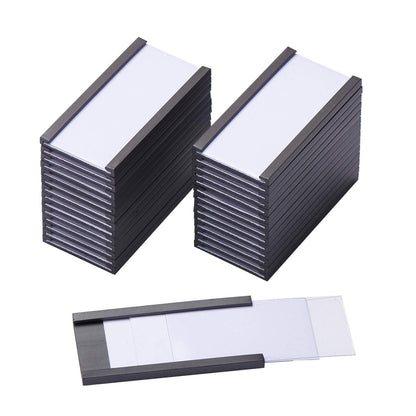 Eeoyu Magnetic Label Holders with Magnets Magnetic Data Card Holders with Clear Plastic Protectors for Metal Shelf, Whiteboard, Set of 50 (1 x 2 Inch)