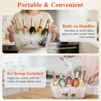 Yeatruojeet 2 PCS Ice Bucket for Parties, 6.5L Large Ice Bucket, 1.7 Gallon Champagne Bucket with 2 Scoops, Beverage Tub Mimosa Bar Supplies for Champagne, Beer, Cocktail