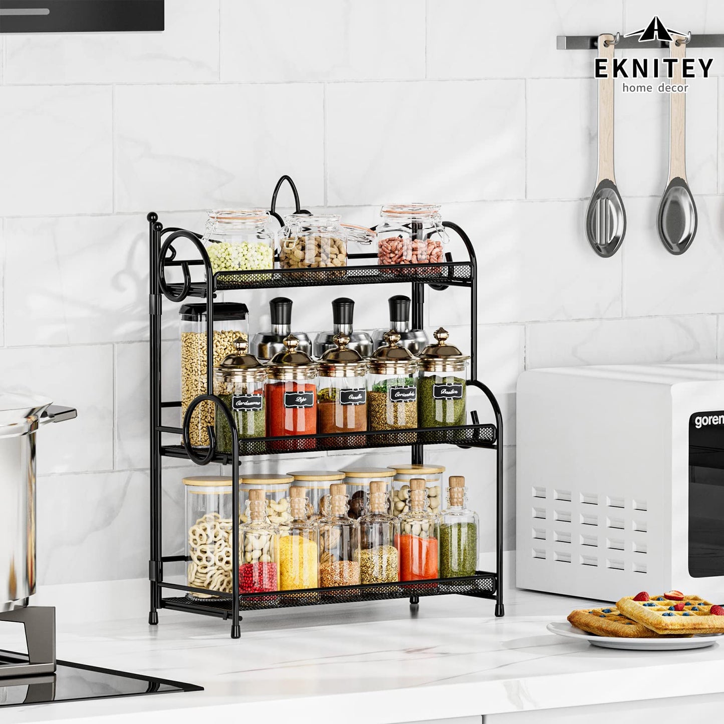 EKNITEY Bathroom Counter Organizer - 3 Tier Spice Rack(No Assembly)