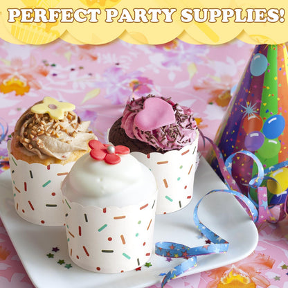 Uiifan 200 Pcs 6 oz Muffin Cupcakes Baking Paper Cups Greaseproof Muffin Paper Cups White Cupcake Liners Baking Supplies for Cake Balls Candies