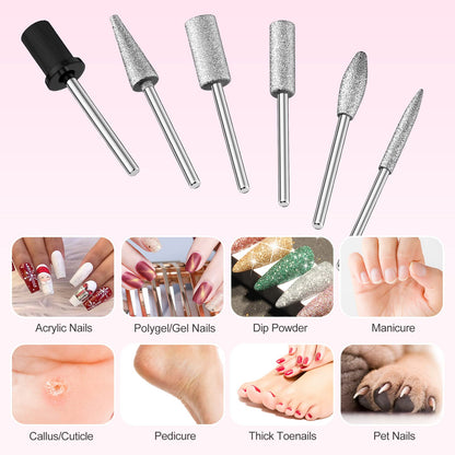 Professional Nail Drill Machine 30000 RPM Efile Electric Nail Filer Kit for Finger Toe Nails, Acrylic Gel Nails, Manicure Pedicure Drill with 6Pcs Nail Bits, 106Pcs Sanding Bands - Pink