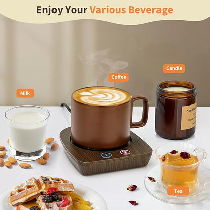 VOBAGA Coffee Mug Warmer & Mug Set, Coffee Cup Warmer with Auto Shut Off & 3 Temperature Settings for Desk Home Office, Coffee Warmer for Cocoa Milk Candles, Christmas Birthday Gifts for Women and Men