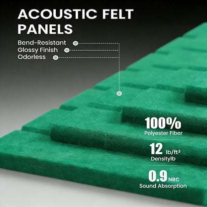 Slat Felt Wall Tiles (12 Pack) - 11.8"x11.8" Self-Adhesive Bulletin Board for Wall, Acoustic Panels for Sound Dampening, Modern Black Pin Board, Home Office Decor (30x30cm)