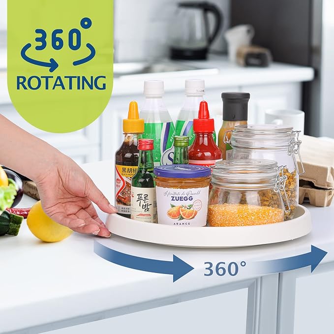 Set of 6, 10 Inch Non-Skid Lazy Susan Turntable, Lazy Susan Organizer for Cabinet, Pantry Organization, Kitchen Storage, Bathroom Sink Cabinet, Refrigerator, Countertop, Spice Rack (6 Pack 10 in)