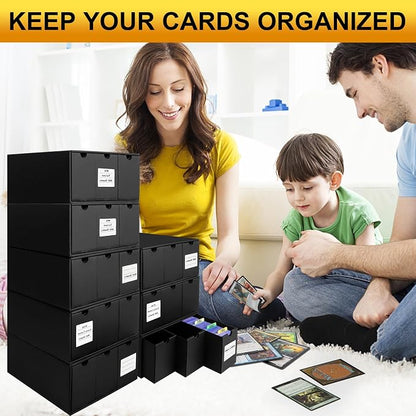 Trading Card Storage Box, 14400+ Card Organizer with 24 Inner Boxes & 72 Card Dividers, Fits Sleeved Cards & Toploaders for MTG, TCG, YGO, PTCG, Sports Cards, with Labels & Tapes