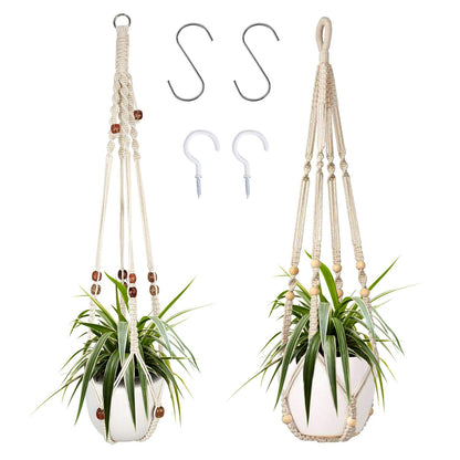 Augshy Macrame Plant Hanger, 2 Packs Plant Hangers, Hanging Planter for Indoor Plants Decorative Macrame Pot Hanger for Home Decor