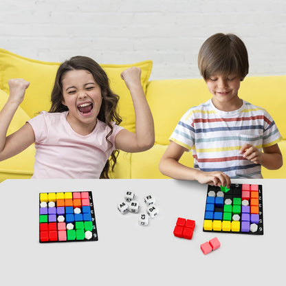 NONSOMPLE STEM Puzzle Game The Brain Square with 160000+ Solutions Pattern Matching Blocks Brain Teaser Toy Roll Dice & Race Your Opponent to Fill Grid for Kids Birthday (Single Player)