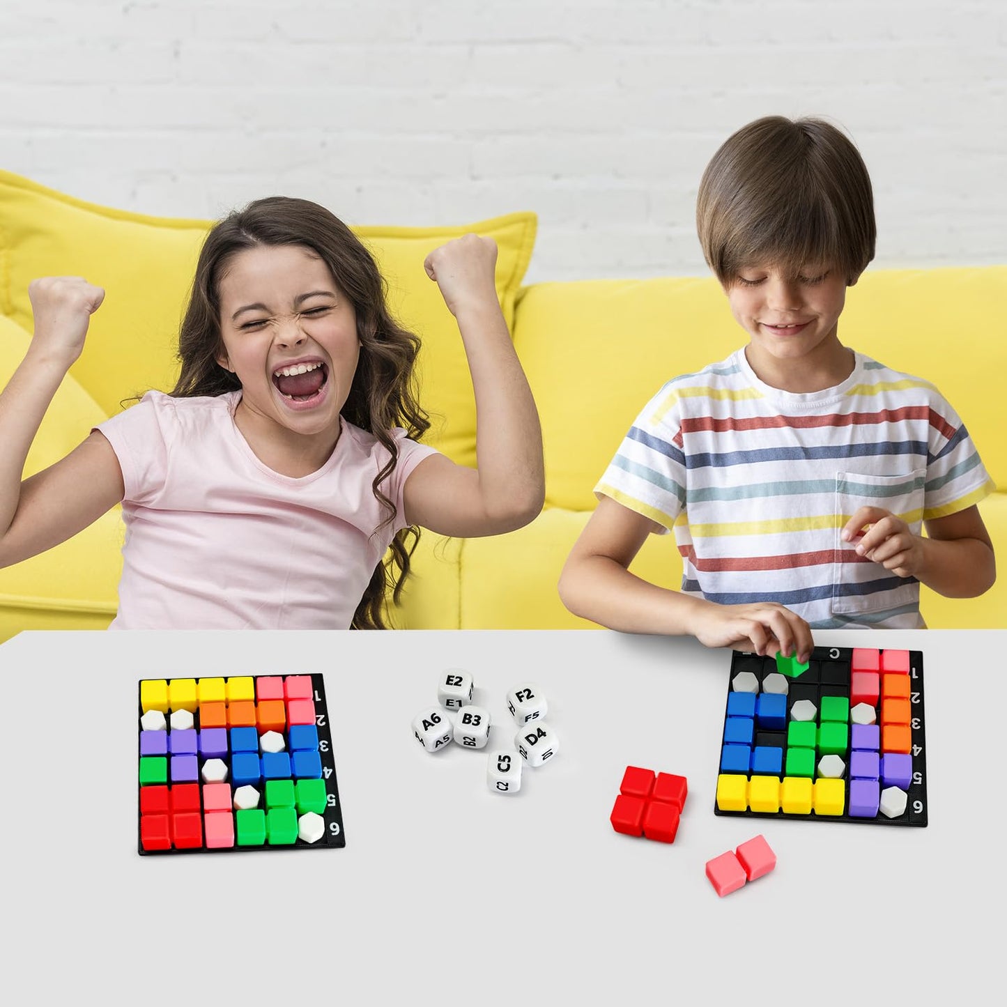 STEM Puzzle Game The Brain Square with 160000+ Solutions Pattern Matching Blocks Brain Teaser Toy Roll Dice & Race Your Opponent to Fill Grid Travel Game for Kids & Teens Back to School Birthday Gift