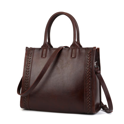 Leather Tote Bag for Women Genuine Leather Top Handle Work Tote Purse Women's Crossbody Handbags Designer Satchel Hand bags Coffee
