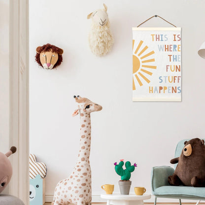 LKETW Boho Classroom Poster Hanger Frame 12x16 Inch, Inspirational Wall Art Posters for Classroom, Boho Sunshine This Is Where the Fun Stuff Happens Hanging Banner Decor for Kids Room Bedroom Playroom