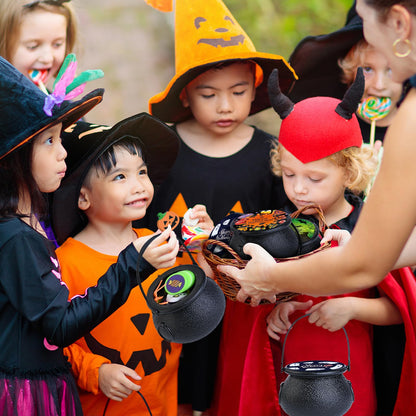 Letapapa 256 PCS Halloween Party Favors for Kids, 32 Pack Prefilled Small Plastic Witch Cauldron With Assorted Halloween Toy In Bulk, Miniatures for Kids Trick or Treat, Halloween Classroom Rewards