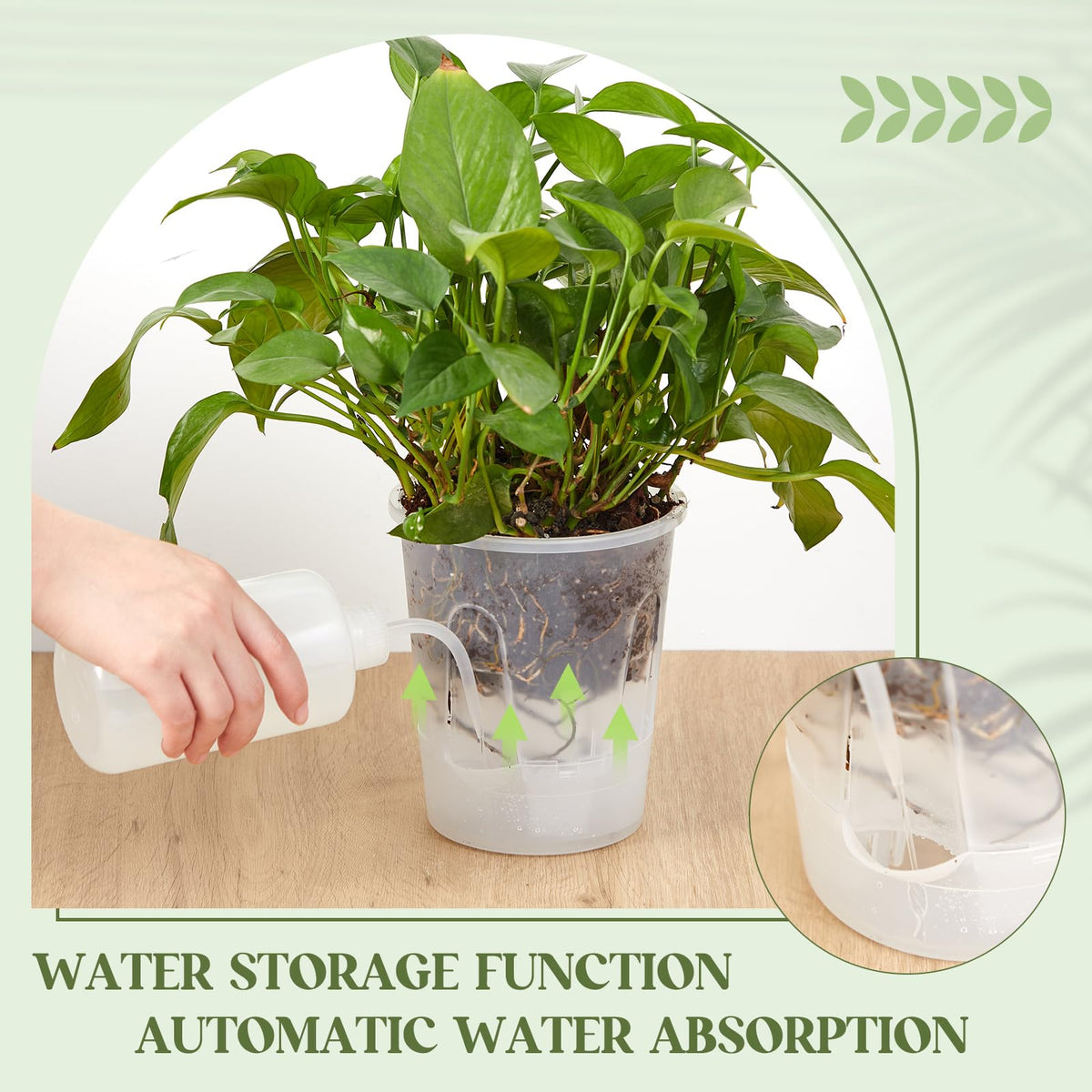Wonderjune 6 Pcs Self Watering Plant Pots, 4.72''/ 5.91''/ 7.09'' Nursery Pots with Deep Reservoir & High Drainage Holes for Outdoor Plants and Flowers, Bare Root Planter(Clear)