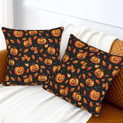 Famame Decorative Pillow Covers Set of 2 Halloween Scary Pumpkins Leaves Throw Pillows Cover 18x18 inch Square Pillowcase Couch Cushion Cases for Sofa Living Room Bedroom Home Decor