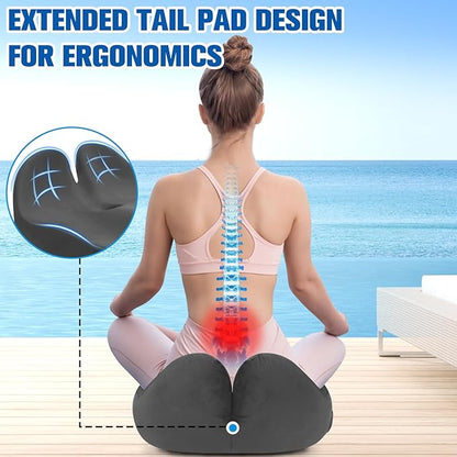 Seat Cushion, Chair Cushions for Office Chairs/Desk Seats/Wheelchair - Hip&Sciatica&Tailbone Pain Relief Memory Foam Office Chair Cushion for Long Sitting Office Workers (Grey, X-Large)