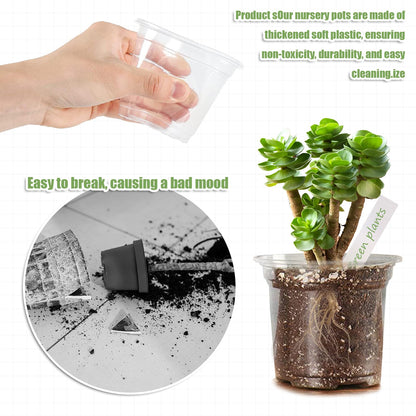 JOBVERT 4/5/6Inch Nursery Pot,30 Pack Clear Pots with Drainage, Plastic Pots for Planting Vegetables Flowers Seedlings