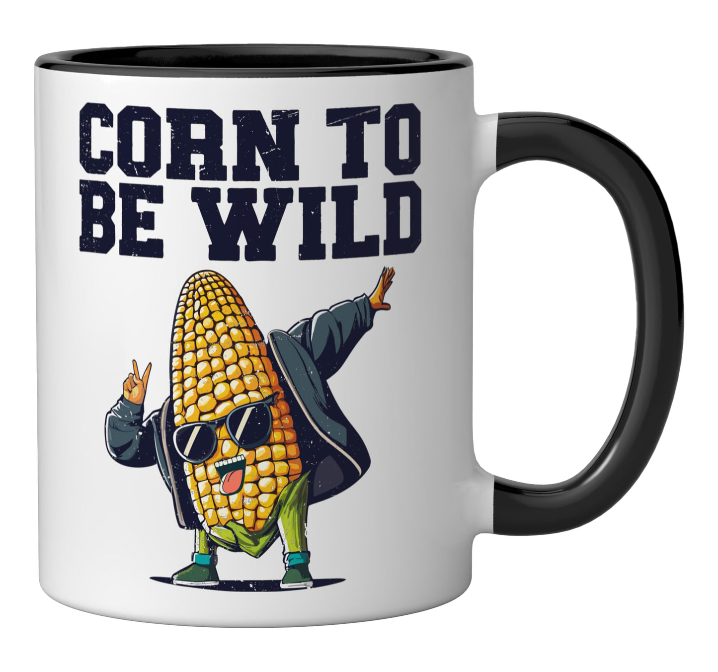 Dabbing Corn To Be Wild Funny Cob Farmers Lover Foodie Retro Ceramic Mug, Black/White