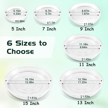 WTXHOP 5 Pack 11 Inch Clear Plant Saucers, 5 7 9 11 13 15 Inch Plastic Plant Trays for Flower Pots Plant Drip Water Catcher Tray Indoors Outdoor (11 Inch)