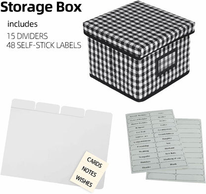 Greeting Card Organizer and Storage Box with 15 Adjustable Dividers, Stores 140+ Cards, Suitable for Storing Greeting Cards, Envelopes, Stickers, Photos, Notecards and More,2-Pack