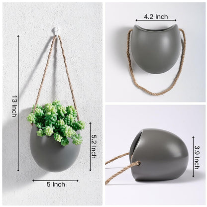Kvetto Set of 3 Ceramic Wall Vases - Hanging Pocket Planters for Indoor Plants, Wall Decor for Entryway Hallway Bathroom Living Room Dining Room