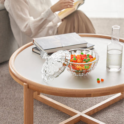 ComSaf 26fl.oz Crystal Glass Candy Dish with Lid – Large Covered Candy Jar with Lid for Office Desk, Coffee Table, Kitchen Counter & Living Room | Gift for Easter, Weddings, Holidays & Parties
