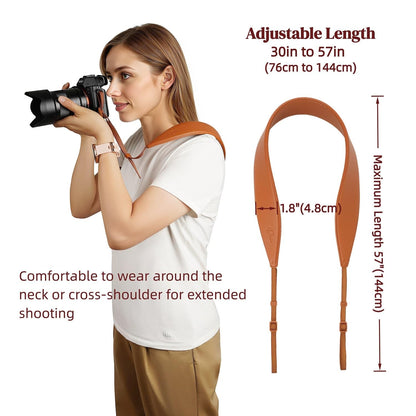 Divvia 1.8”Wide Camera Strap, Fashionable PU Leather Camera Strap for Sony/Nikon/Canon/Minolta/Panasonic/SLR/DSLR Cameras (Brown, 1.8 inch)
