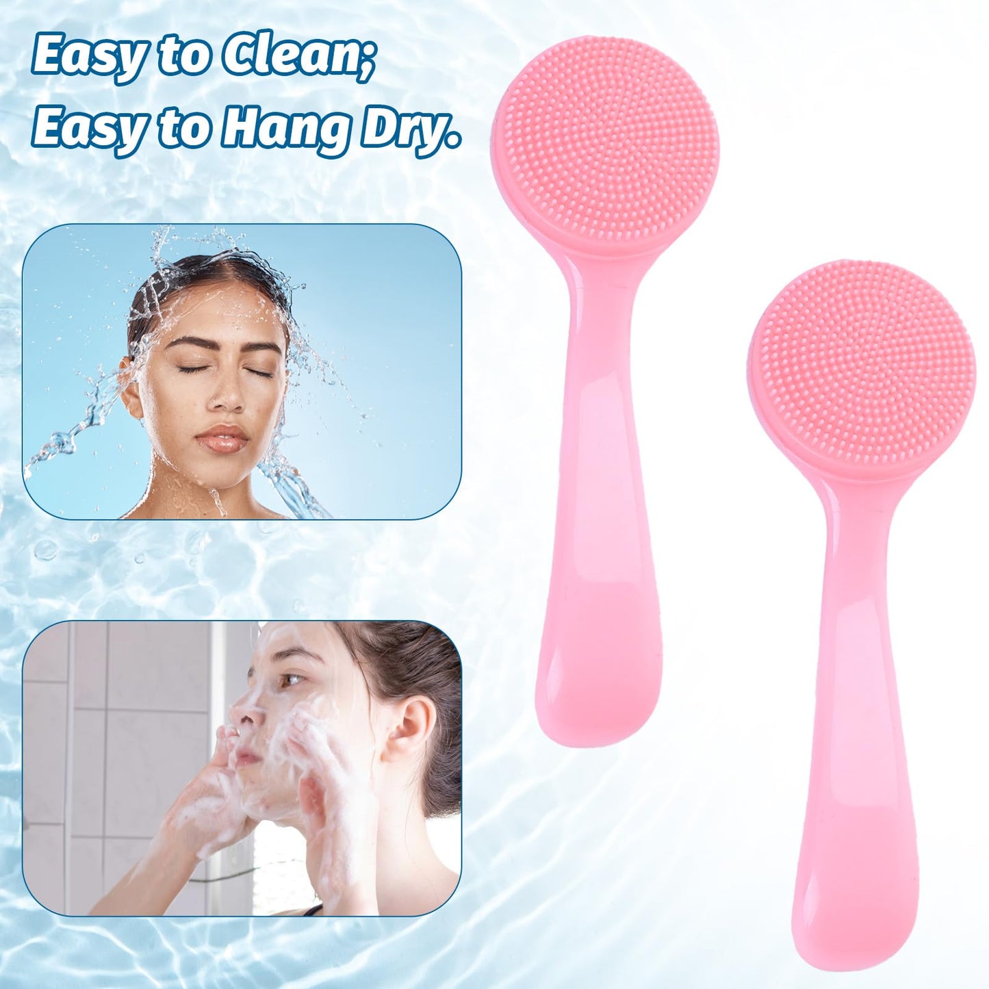 2Pack Silicone Face Brush Manual Face Scrub Brush Soft Facial Brushes Waterproof Exfoliating Face Brush Skin Friendly Face Cleaner Brush for Women and Men Blackheads Makeup Residues Removal