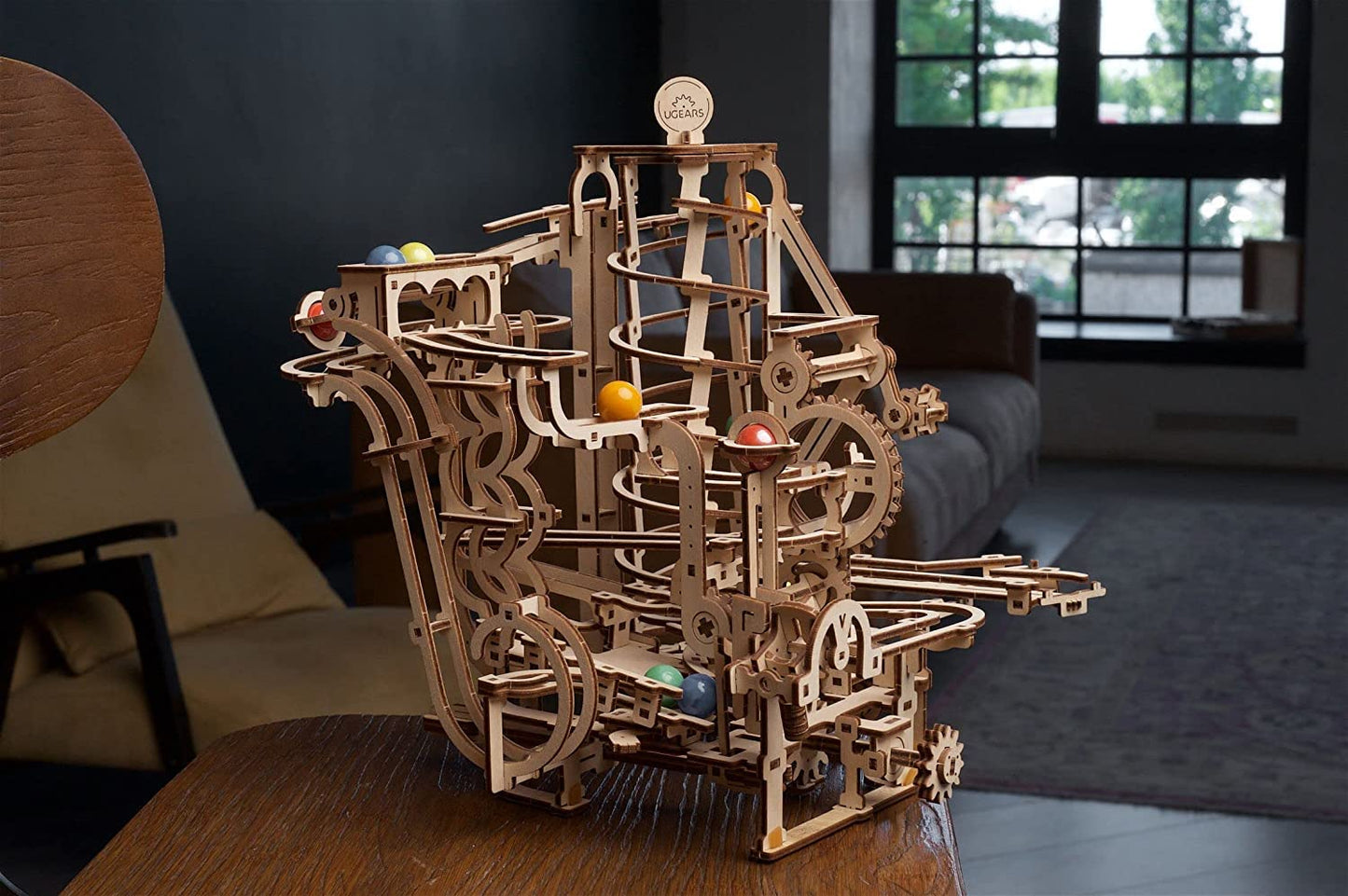 UGEARS Wooden 3D Puzzles for Adults - Wooden Marble Run Spiral Hoist Models for Adults to Build - Advanced Wooden 3D Puzzle Kit - Mechanical Model Wooden Puzzles for Hobbyists - 266 Pcs